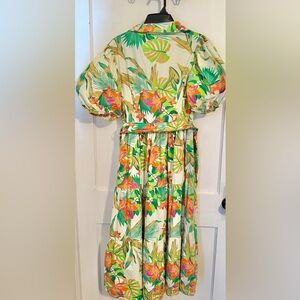 Flying Tomato Green and Orange Tropical Dress NWOT SIZE M
